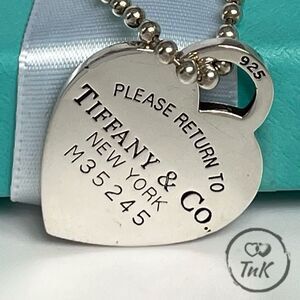 Tiffany & Co. Beaded 34” Chain Return to Tiffany Heart Tag Necklace in Silver